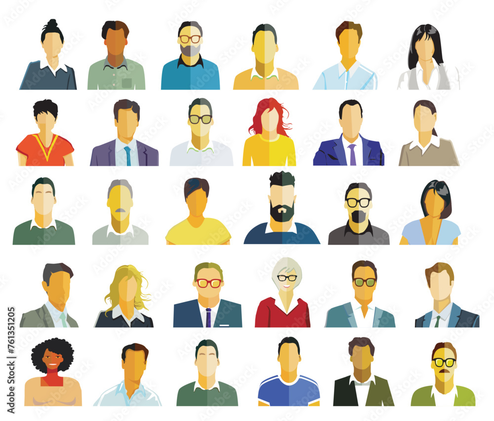 Gruppe von Personen Portrait, Gesichter isoliert auf weißem Hintergrund. illustration Gruppe von Personen Portrait, Gesichter isoliert auf weißem Hintergrund. illustration