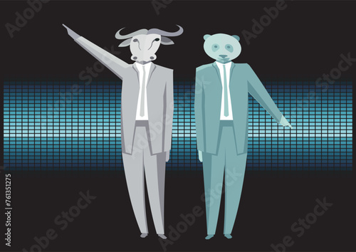 Börsen-, Bären- und Bullen illustration