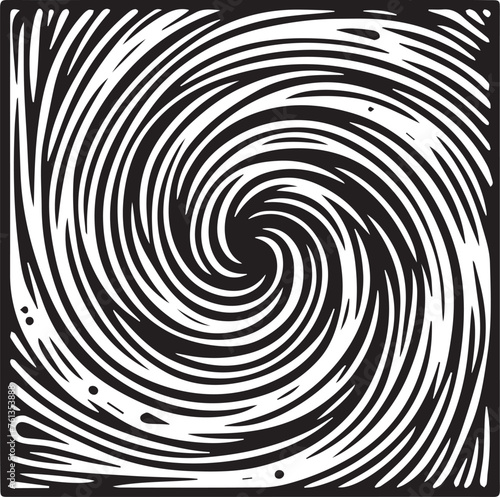 circular swirl enclosed in a square abstract design black vector