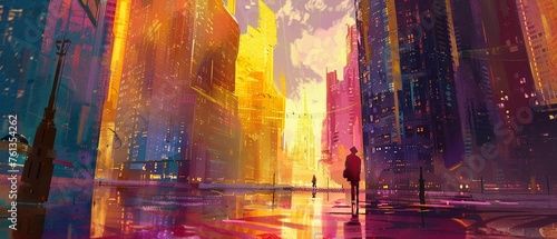 The Symphony of Dawn  The early morning ambiance in the metropolis focusing on the reflective