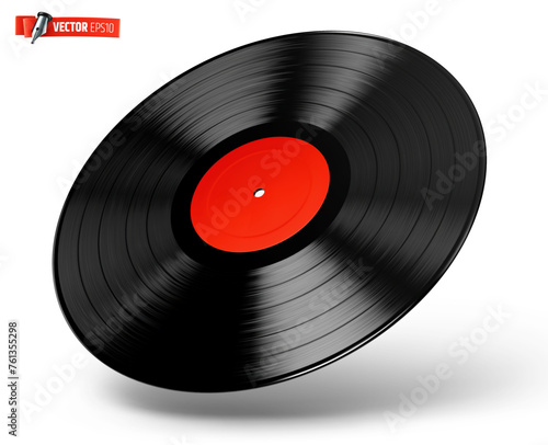 Vector realistic illustration of a vinyl record on a white background.