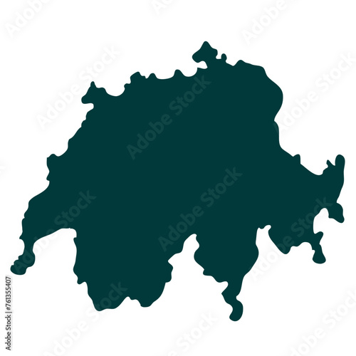Switzerland map silhouette  silhouette of switzerland map on white background