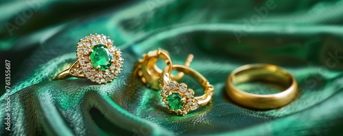 jewelry on a luxurious green cloth
