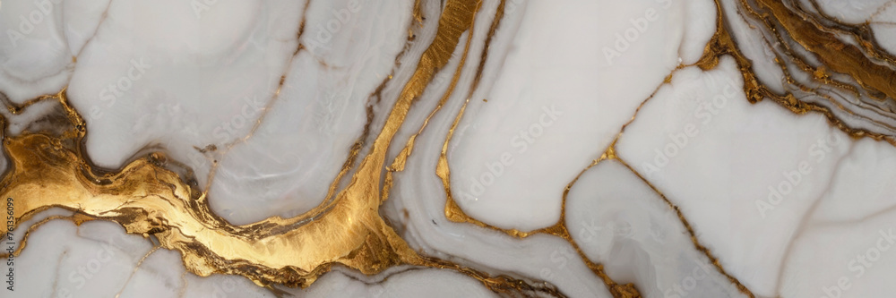 Fototapeta Natural White and Gold marble texture for skin tile wallpaper luxurious background.