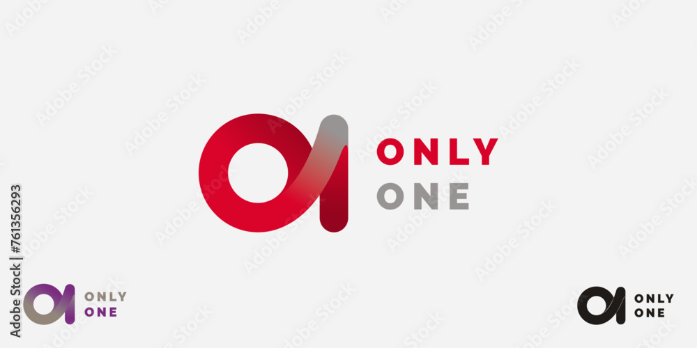 Only One logo design that can be used by all business named with O and 1, vector symbol easy to edit of letter o and number 1.  - obrazy, fototapety, plakaty 