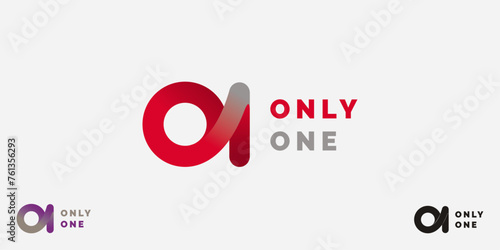 Only One logo design that can be used by all business named with O and 1, vector symbol easy to edit of letter o and number 1.  photo