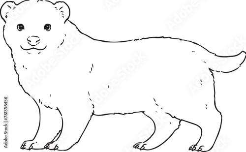 Line illustration of cute Bush Dog