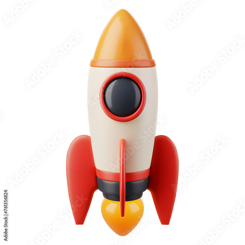 Orange and Red 3D Rocket Icon