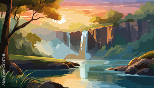 Waterfall in the tropical mountains