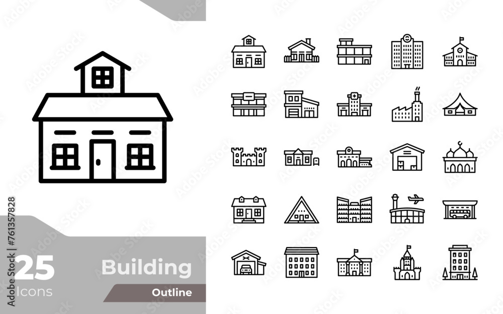 Building and Architecture Outline Icons Building and Architecture Outline Icons