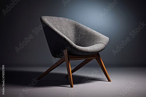 stylish modern armchair on a black background. minimalism, strict masculine style. original designer furniture.