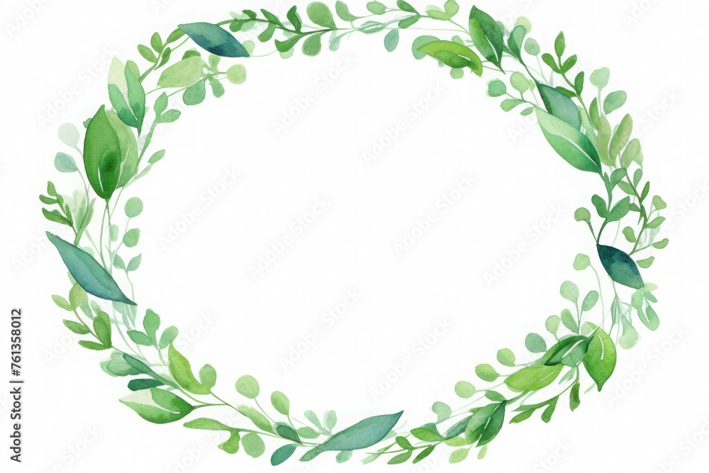 delicate frame with green spring leaves on a white background. wedding or birthday invitation card