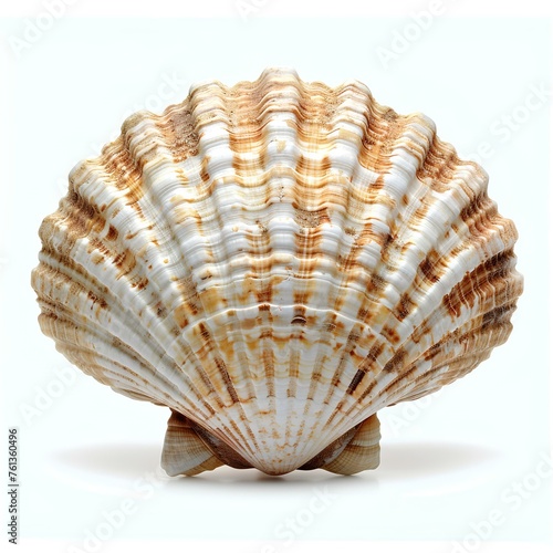Seashell isolated on white background with shadow. Sea shell isolated. Salt water shell on white background