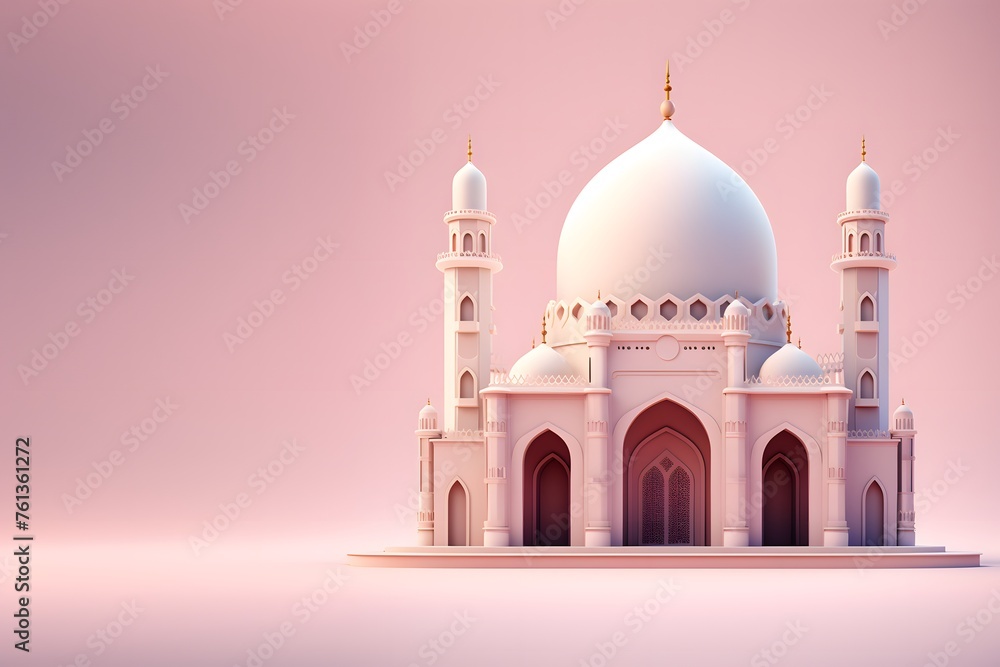 Serene Model Mosque on Pink Background