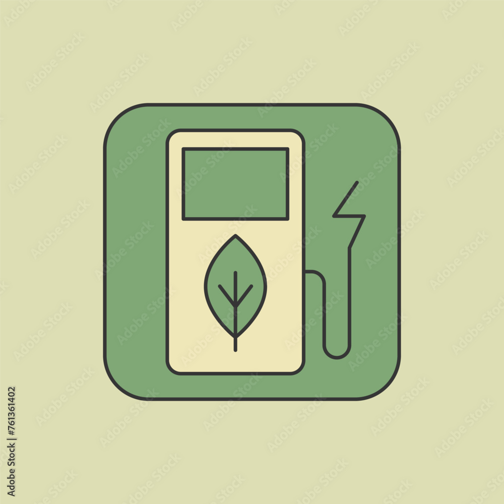 Green car gas station linear icon, charging an electric car editable stroke symbol, environment vector outline sign. Green car gas station linear icon, charging an electric car editable stroke symbol, environment vector outline sign.
