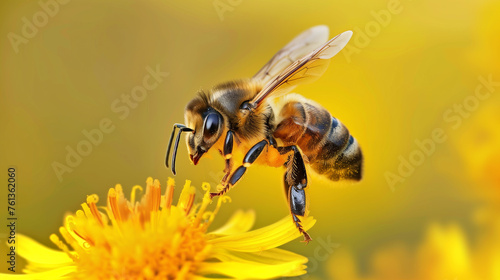 A close-up of a bee on a flower. World Bee Day