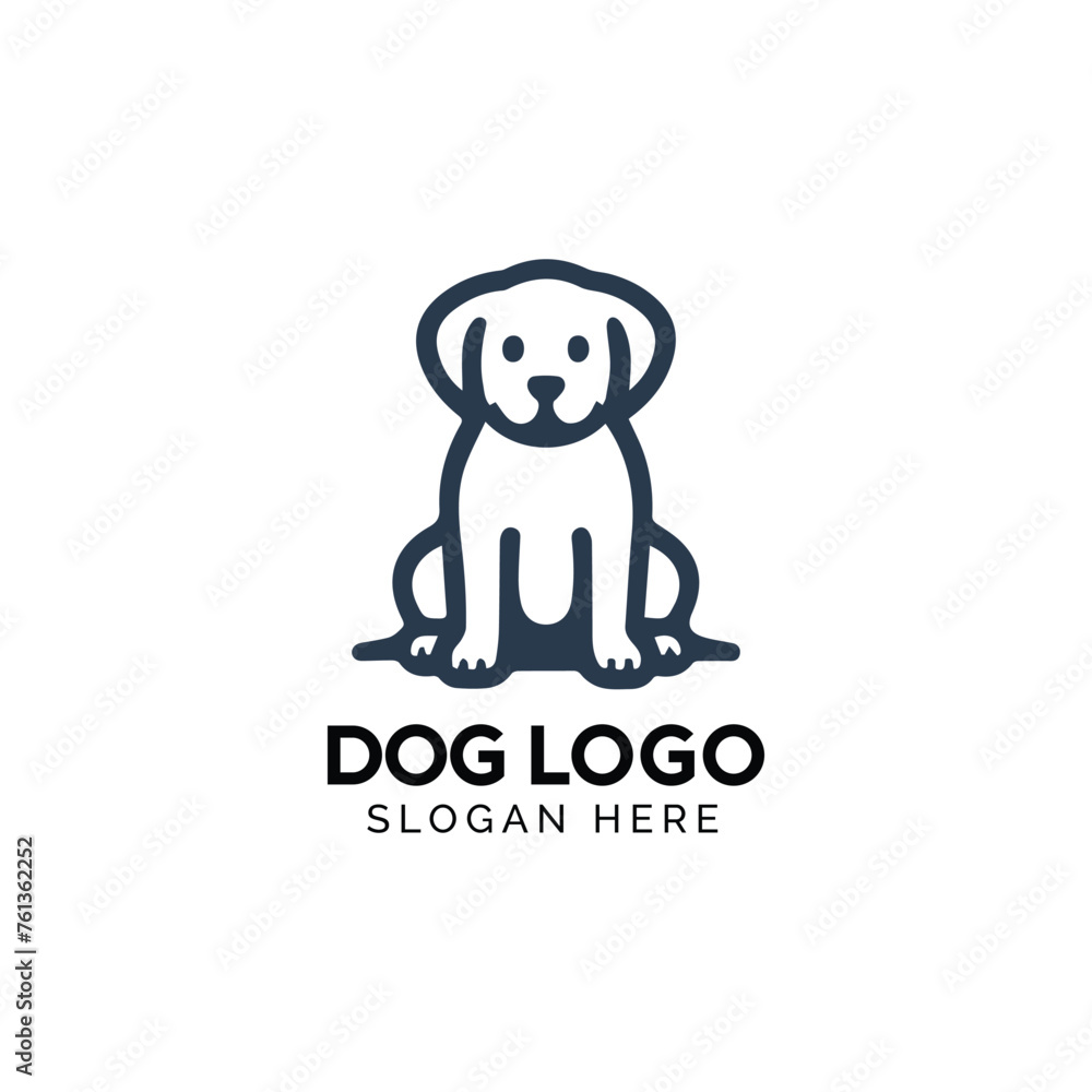 Obraz premium Simple Line Art Dog Logo with Space for Slogan