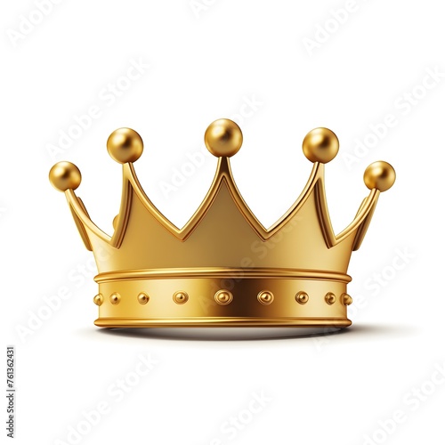 Golden 3D Crown Icon on White Background