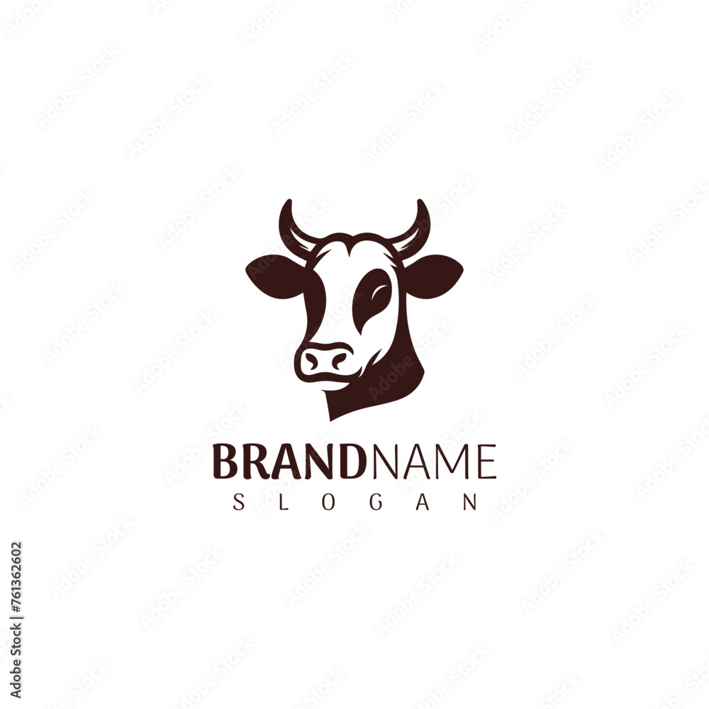 Stylized cow head logo design concept Stylized cow head logo design concept
