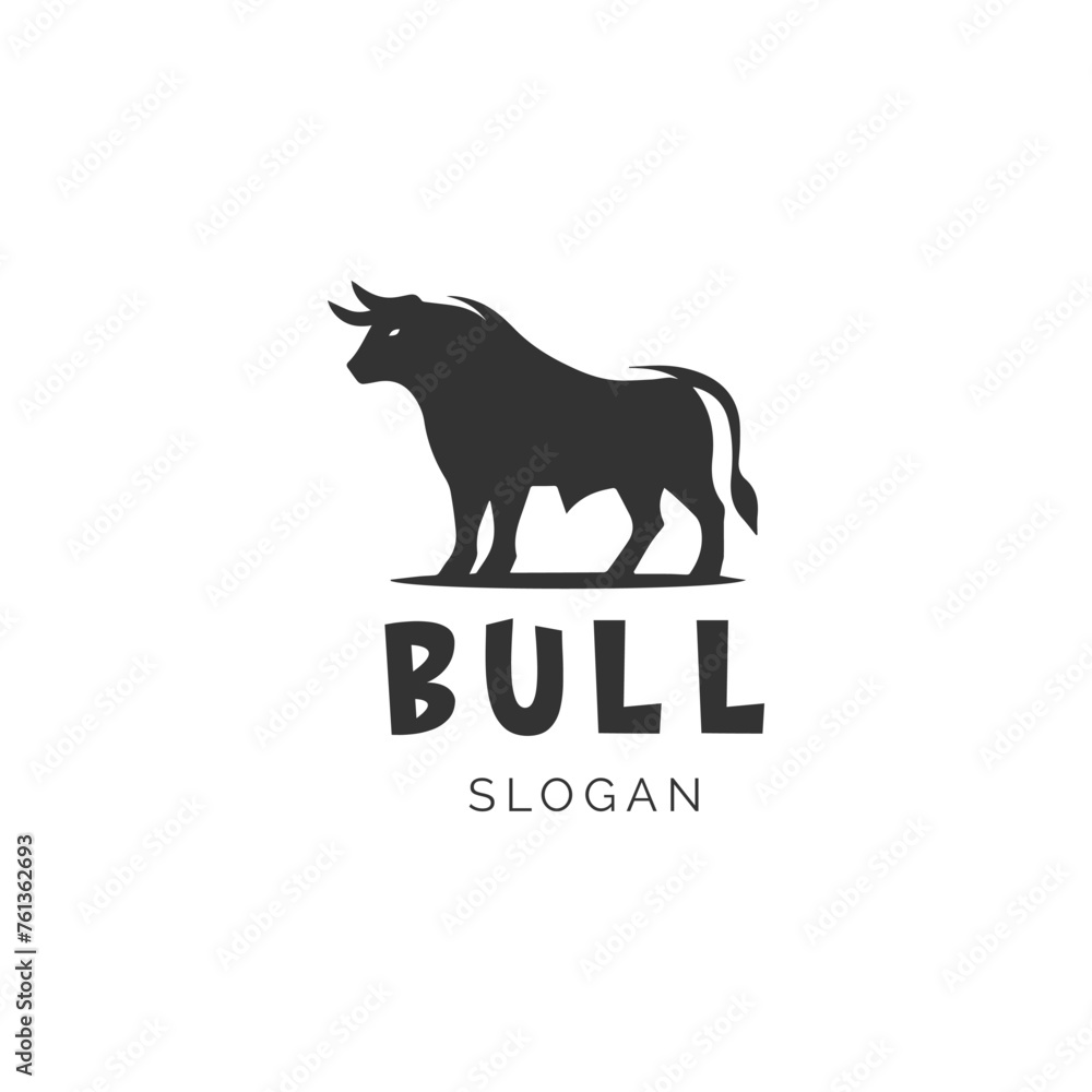 Minimalist bull silhouette logo design