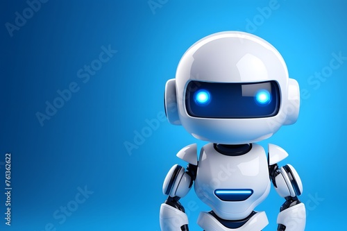 Cute AI Robot With Blue Eyes in 3D Style