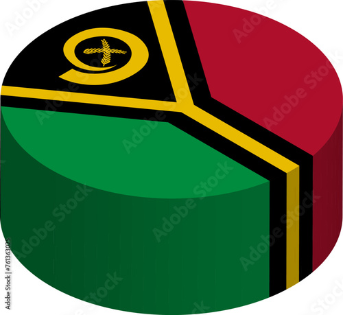 Vanuatu flag - 3D isometric circle isolated on white background. Vector object.