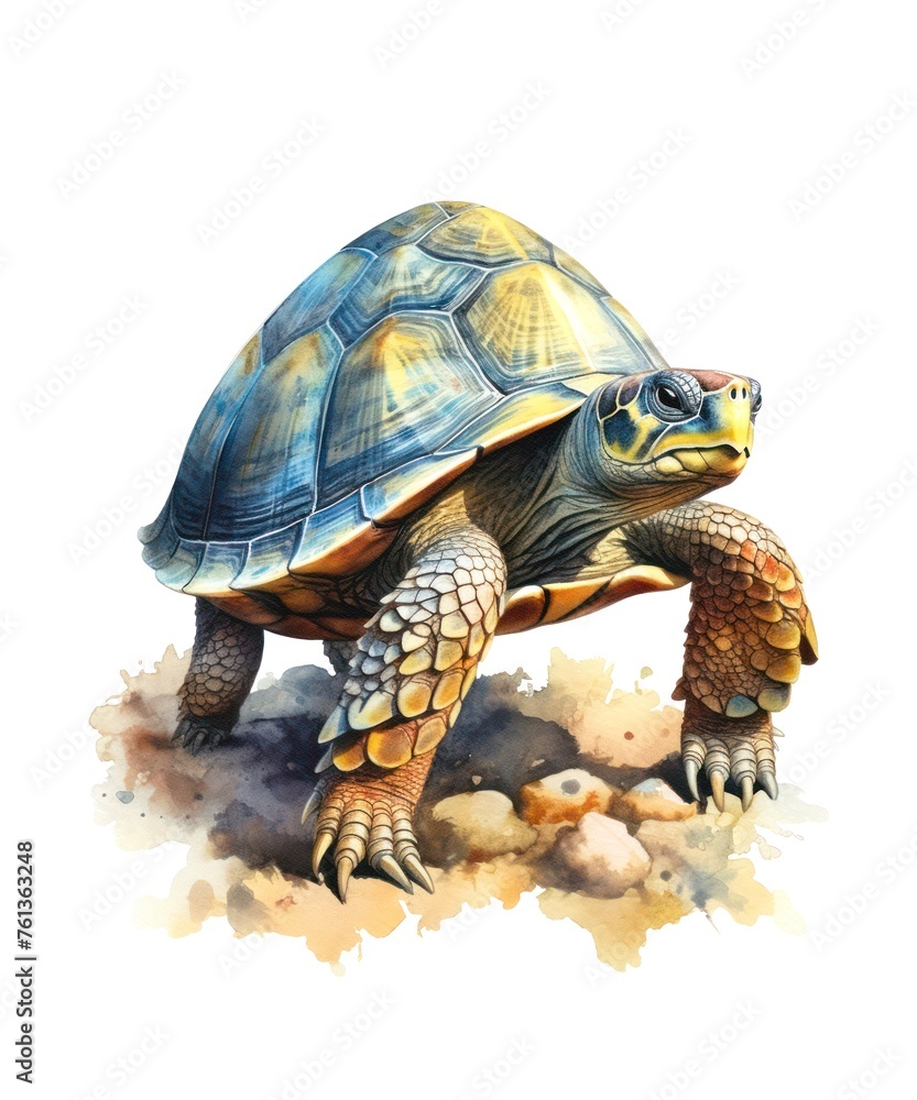 Obraz premium Watercolor illustration of a turtle isolated on white background.