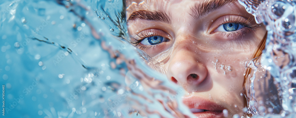 Water hydration beauty skincare face moisturizer model banner Water hydration beauty skincare face moisturizer model banner