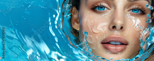 Water hydration beauty skincare face moisturizer model banner photo