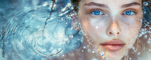 Water hydration beauty skincare face moisturizer model banner