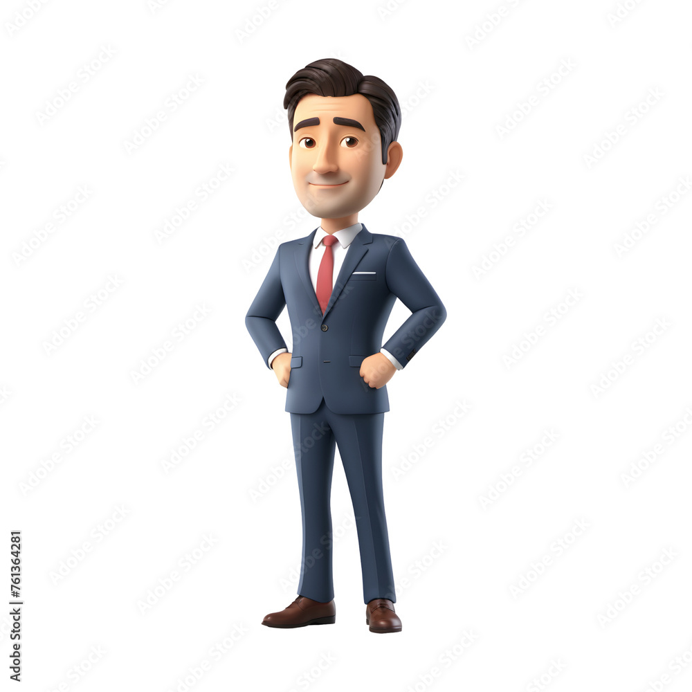 3D happy smiling businessman cartoon on transparent background 3D happy smiling businessman cartoon on transparent background