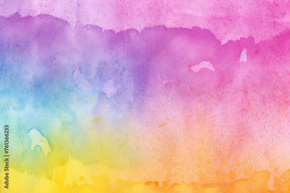 Abstract Watercolor background. Rainbow Painting on Paper with Grunge Texture Splashes. Colorful Easter Sunrise Sky in Multicolor Hand-Painted Background