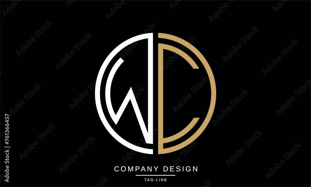 WC, CW Abstract Letters Logo Monogram Design Vector - obrazy, fototapety, plakaty 
