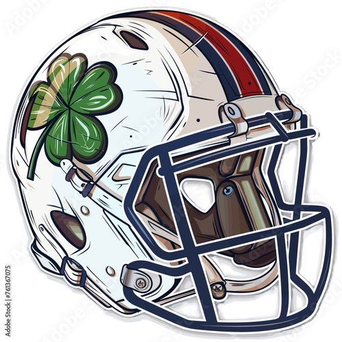 american football helmet with 4 leaf clovers