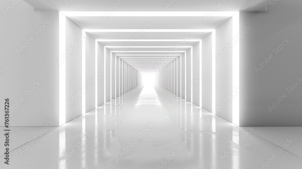 Fototapeta premium Abstract background white square tunnel