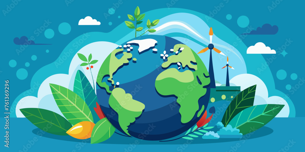 Fototapeta premium world globe planet earth background banner sustainable environment ecology nature regeneration eco friendly green energy care for nature esg concept 