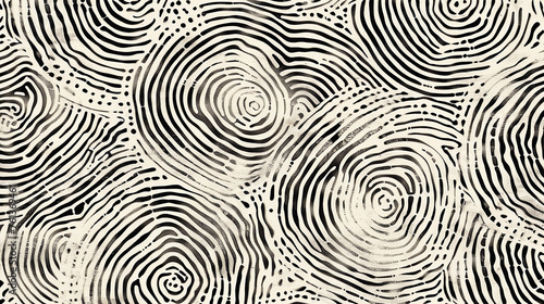 black and white seamless fingerprint pattern. Generative Ai.