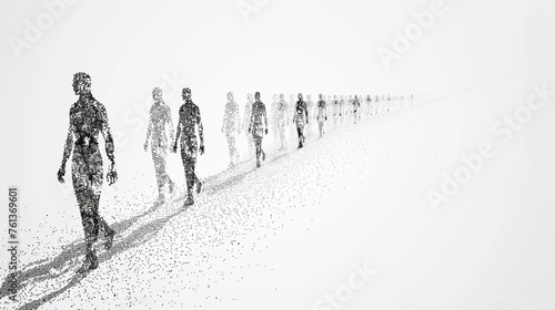 silhouette of a crowd in a row. White background © AtoZ Studio