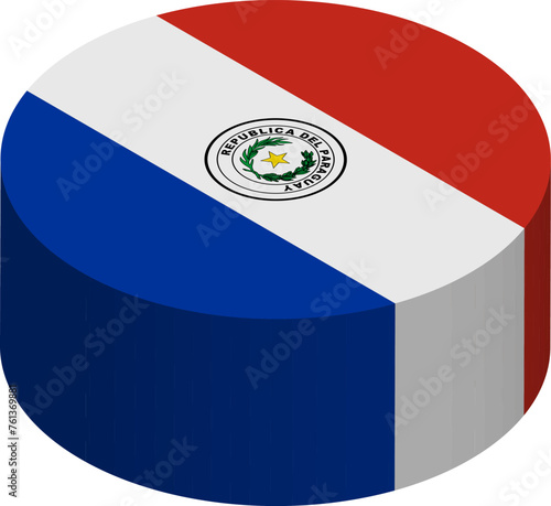 Paraguay flag - 3D isometric circle isolated on white background. Vector object.