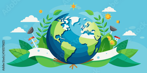 world globe planet earth background banner sustainable environment ecology nature regeneration eco friendly green energy care for nature esg concept
