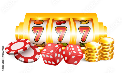 Casino illustration. Vector 3D elements on the theme of casinos and gambling.