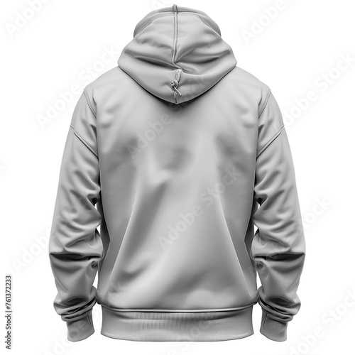 back view Blank grey hoodie template. Hoodie sweatshirt long sleeve with clipping path сreated with Generative Ai