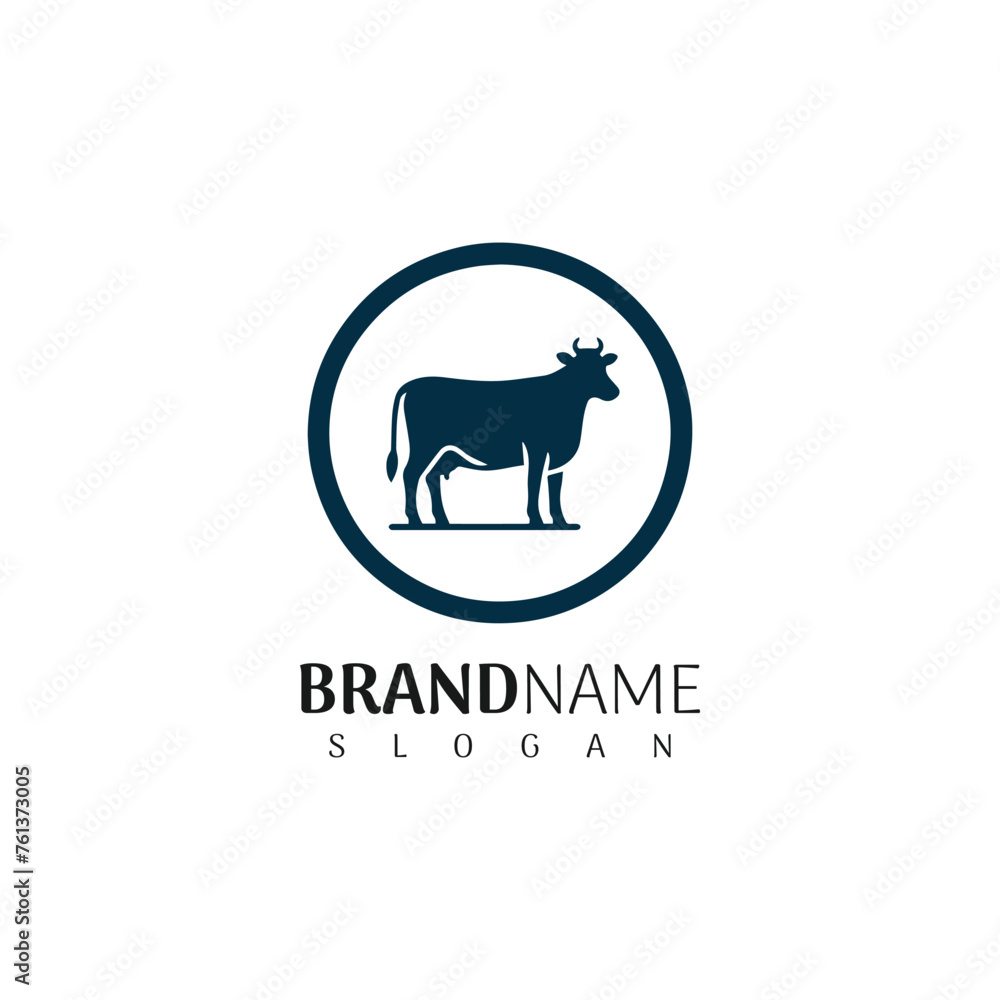 Obraz premium Circular cow silhouette logo design