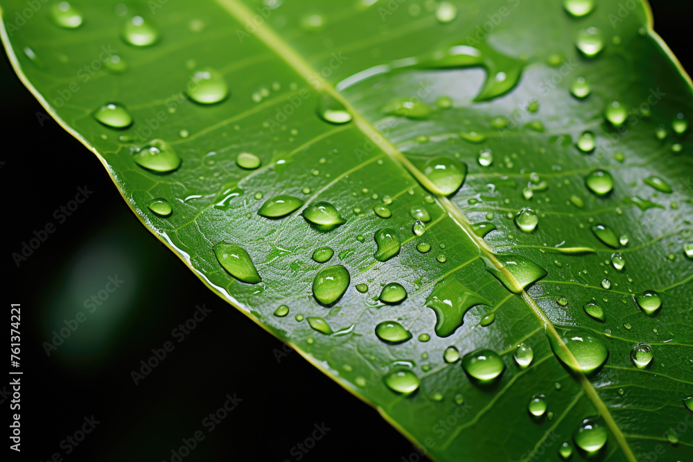 Leaf with water droplets on it Leaf with water droplets on it