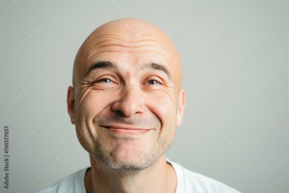 bald happy man, no hair problems on white background bald happy man, no hair problems on white background
