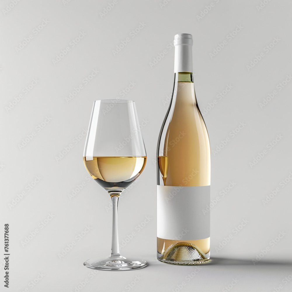 wine bottle with white wine glass standing in style of advertising photoshoot, isolated on white clean background сreated with Generative Ai wine bottle with white wine glass standing in style of advertising photoshoot, isolated on white clean background сreated with Generative Ai