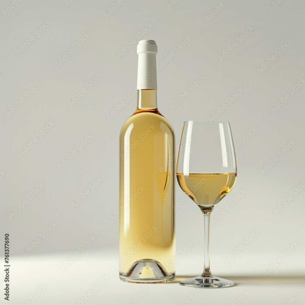 wine bottle with white wine glass standing in style of advertising photoshoot, isolated on white clean background сreated with Generative Ai wine bottle with white wine glass standing in style of advertising photoshoot, isolated on white clean background сreated with Generative Ai