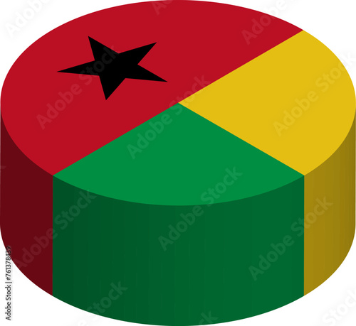 Guinea-Bissau flag - 3D isometric circle isolated on white background. Vector object. photo