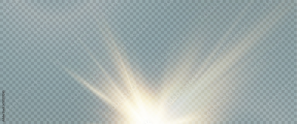Set of realistic vector gold stars png. Set of vector suns png. Golden flares with highlights.	
