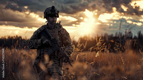 Soldier in Dynamic Battlefield Pose © XtravaganT